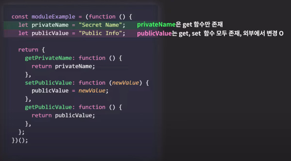 Encapsulation via closure keeps internal state private