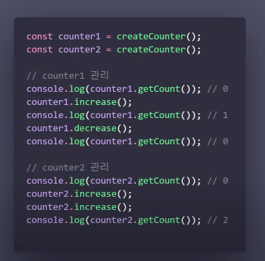 Two independent counters created from the same factory function